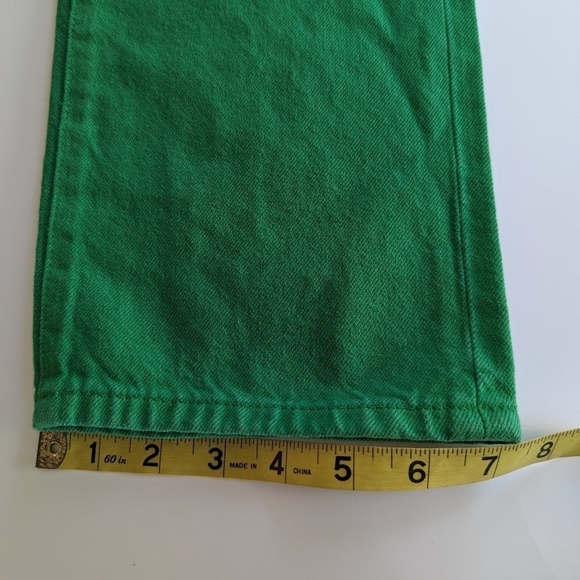 FRAME Le Slouch Mid-rise Straight Leg 5 Pocket Brushed Cotton Jeans, Apple Green - Picture 11 of 12